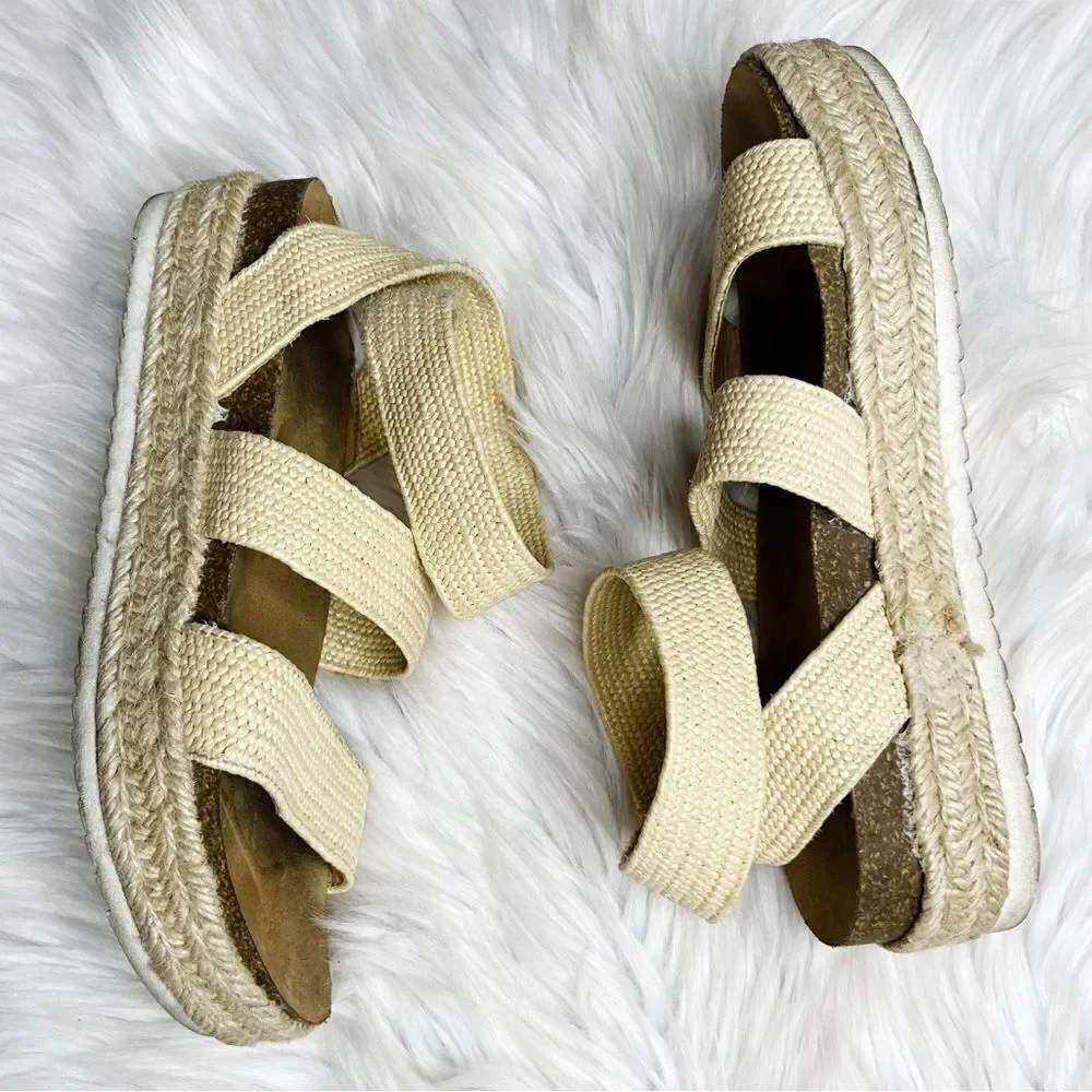 Time and Tru Strappy Platform Espadrilles Tan Size 8